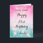 ピンクとブルーの《写真》ぼけ味31誕生日 カード<br><div class="desc">《写真》ぼけ味かわいらしブルーとピンクの31番目の誕生日カード娘、妹、友人など。この31歳モダンの誕生日の前は彼女の名パーソナライズされた前で簡単に。内部のカードメッセージもできパーソナライズされたる。これは彼女の31歳素晴らしの誕生日の記念に誕生日を作るだろう。</div>