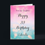 ピンクとブルーの《写真》ぼけ味33誕生日 カード<br><div class="desc">妹かわいらし、友人、娘などの《写真》ぼけ味ブルーとピンクの33番目の誕生日カード。この33歳モダンの誕生日の前は彼女の名パーソナライズされた前で簡単に。内部のカードメッセージもできパーソナライズされたる。これは彼女の30歳の素晴らし誕生日の記念に誕生日を作るだろう。</div>