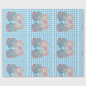 ピンクとブルーの(犬)スタッフォード犬 ラッピングペーパー (フラット)