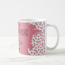 ピンクとブルーのCOFFEE & DOG KISSES コーヒーマグカップ