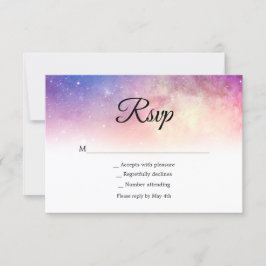 ピンクとブルークラウドのRsvpカード 出欠カード