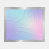 ピンクとブルーグラデーションと銀縁ど色 フリースブランケット (正面(横))