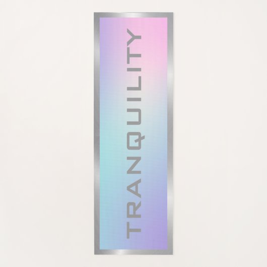 ピンクとブルーグラデーションのシルバーフレーム ヨガマット (正面)