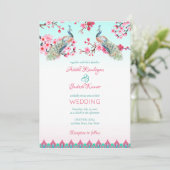 ピンクとブルーグラデーションのピーコックス 招待状 (スタンド正面)