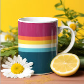 ピンクとブルーシェードストライプ コーヒーマグカップ