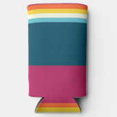 ピンクとブルーシェードストライプ スリム缶クーラー (正面)