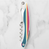 ピンクとブルーシェードストライプ ソムリエナイフ (正面)