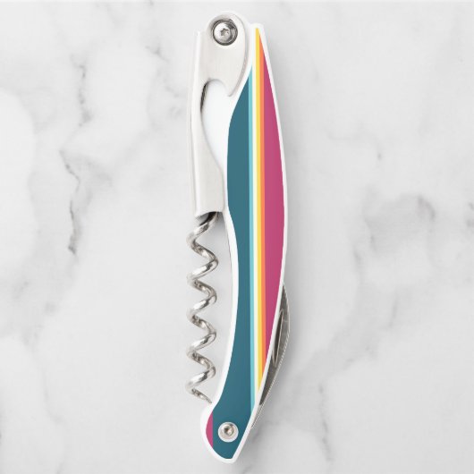 ピンクとブルーシェードストライプ ソムリエナイフ (正面)