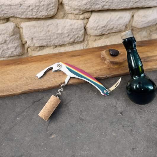 ピンクとブルーシェードストライプ ソムリエナイフ