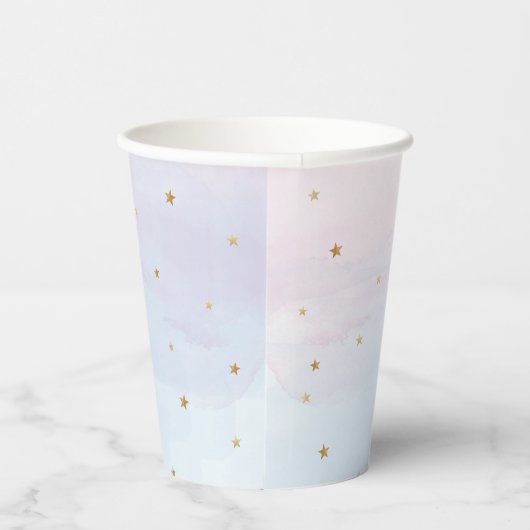 ピンクとブルースカイと金ゴールドスター紙パーティーカップ 紙コップ (右)