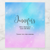 ピンクとブルーパステルグラディエントスカイパーティーありがとう ワインラベル (シングルラベル)