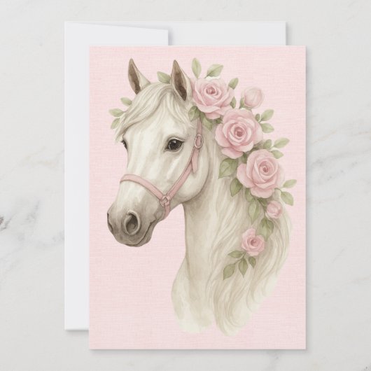 ピンクとブルーパステルフラワーズホース結婚ズ 招待状 (裏面)