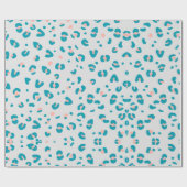 ピンクとブルーヒョウのパターン ラッピングペーパー (フラット)