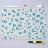 ピンクとブルーヒョウのパターン 薄葉紙 (クラフト)