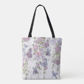 ピンクとブルーフエバタフライコテージコアトートバッグ トートバッグ (裏面)