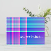 ピンクとブループレイド市松模様に(Pink and Blue Plaid) 招待状 (スタンド正面)