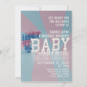 ピンクとブルー彼または彼女の性別明かす招待状 案内状 (正面)