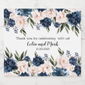 ピンクとブルー祝の私たちをありがとう スパークリングワインラベル (シングルラベル)