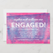 ピンクとブルー転がインク婚約した!婚約パーティー 招待状 (正面)