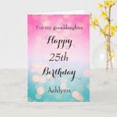 ピンクとブルー《写真》ぼけ味25誕生日 カード (黄色い花)