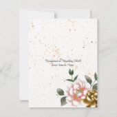 ピンクとブロンズの牡丹結婚式招待状 招待状 (裏面)