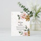 ピンクとブロンズの芍薬の結婚式招待状 招待状 (スタンド正面)