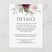 ピンクとプラムのバラフローラ結婚の詳細 エンクロージャーカード (正面)