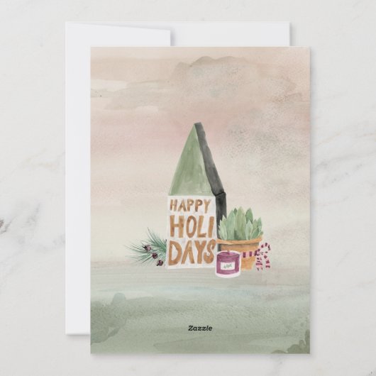 ピンクとプラムのモダン休日の写真カード シーズンカード (裏面)