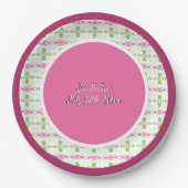 ピンクとプラムパターン（の模様が）ある結婚の ペーパープレート (正面)