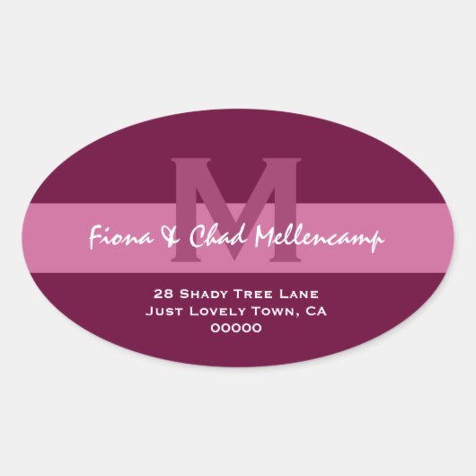ピンクとベリモダンー結婚の住所L006 楕円形シール (正面)