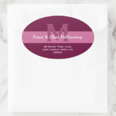 ピンクとベリモダンー結婚の住所L006 楕円形シール (バッグ)