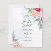 ピンクとベージュのバラフレーム サンキューカード (正面)