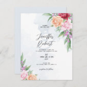 ピンクとベージュのバラフレーム サンキューカード (正面/裏面)