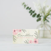 ピンクとベージュのフローラ手作りキャンドルソイワックスのメルト 名刺 (スタンド正面)
