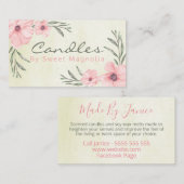 ピンクとベージュのフローラ手作りキャンドルソイワックスのメルト 名刺 (正面/裏面)
