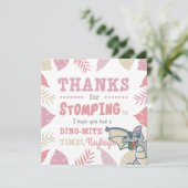 ピンクとベージュの可愛い恐竜 招待状 (スタンド正面)