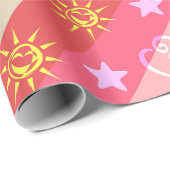 ピンクとベージュの対角ストライプ線 ラッピングペーパー (ロールコーナー)