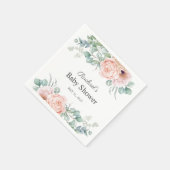ピンクとベージュの水カラーフローラベビーシャワー スタンダードカクテルナプキン (角)