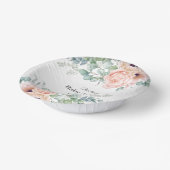 ピンクとベージュの水カラーフローラベビーシャワー ペーパーボウル (傾斜あり)