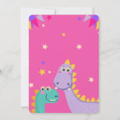 ピンクとベージュよくはしゃぐの可愛い恐竜の子供たち 招待状 (裏面)