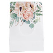 ピンクとベージュウォーターのカラーフローラブライダルシャワー ミディアムペーパーバッグ (裏面)