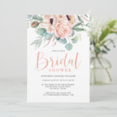 ピンクとベージュウォーターのカラーフローラブライダルシャワー 招待状 (スタンド正面)