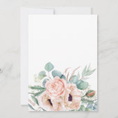 ピンクとベージュウォーターのカラーフローラブライダルシャワー 招待状 (裏面)