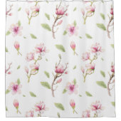 ピンクとベージュマグノリア シャワーカーテン (正面)