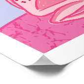 ピンクとペリウィンクルブルーのおかしいカエルのアートプリント ポスター (角)