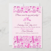 ピンクとホットピンクのファッション 招待状 (正面)