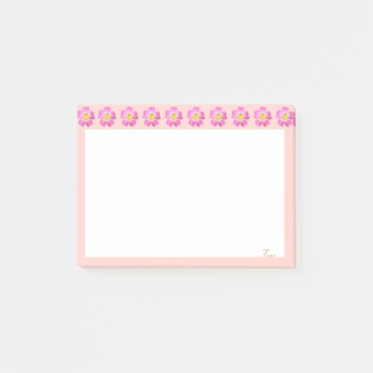ピンクとホワイトのきれいなピンクの花 ポストイット (正面)