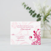 ピンクとホワイトのアブストラクト・フラワーレスポンスカード 出欠カード (スタンド正面)