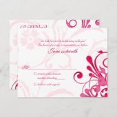 ピンクとホワイトのアブストラクト・フラワーレスポンスカード 出欠カード (正面/裏面)