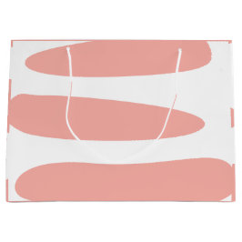 ピンクとホワイトのアブストラクト ラージペーパーバッグ